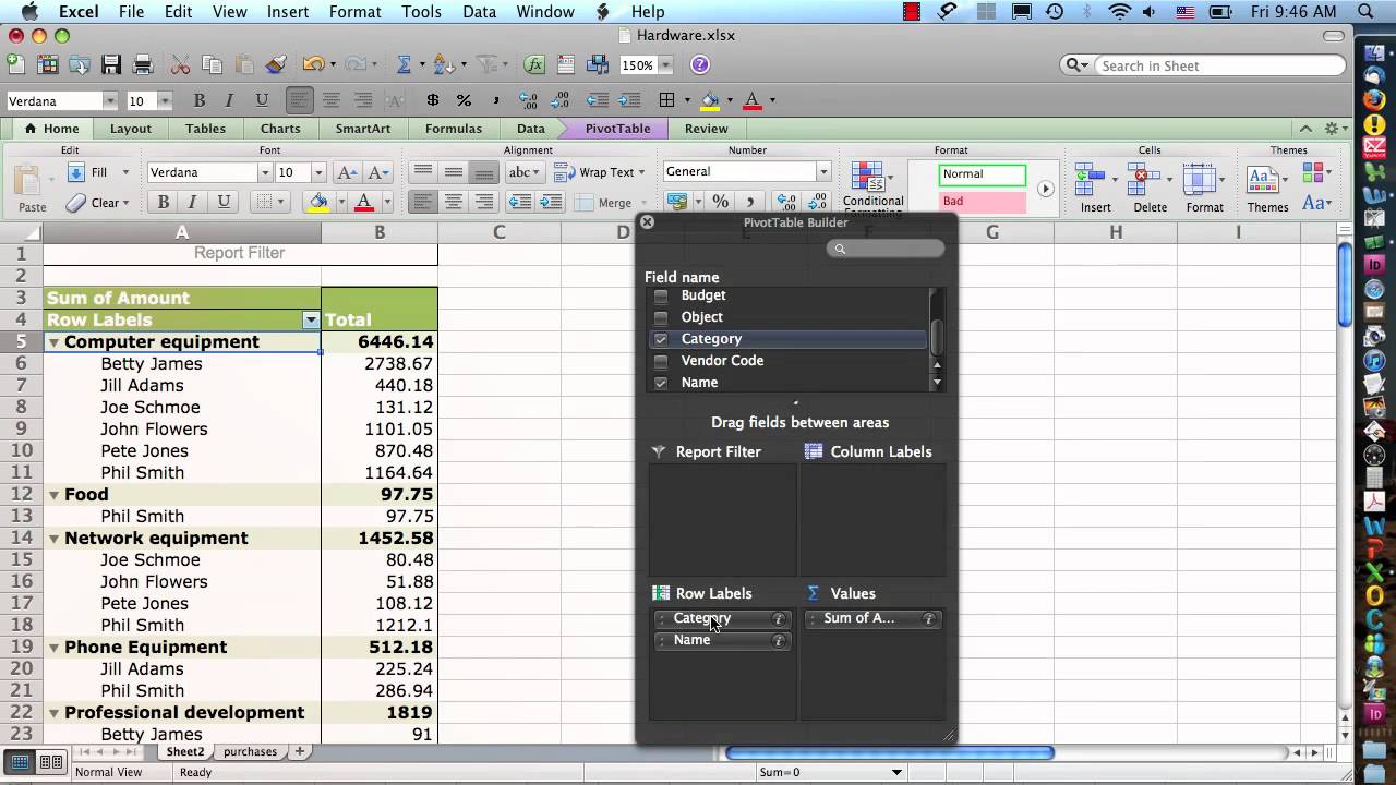 Excel for mac training